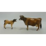 Beswick models of Jersey Cow 1345 and calf 1249D. (2)