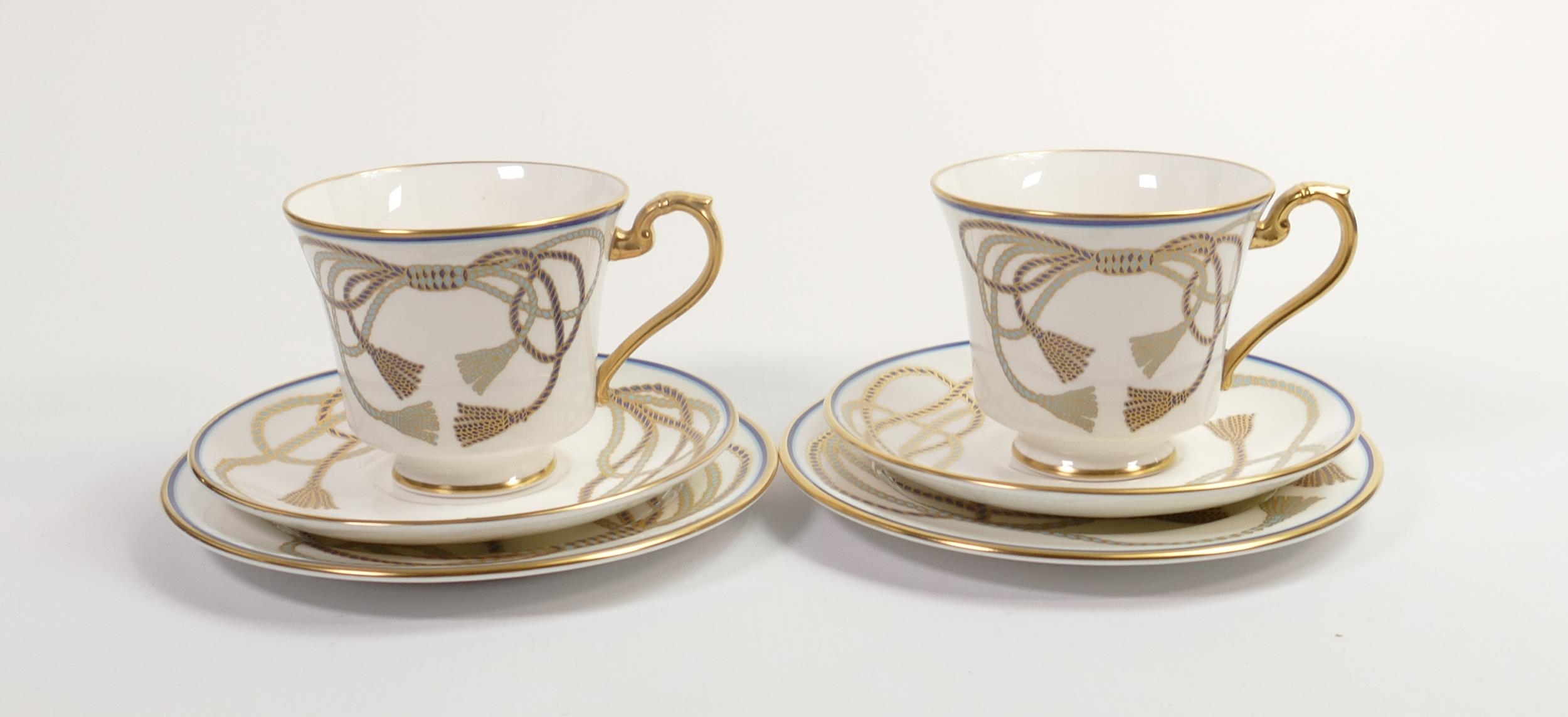 De Lamerie Fine Bone China heavily gilded Twisted Braid patterned Trio's, specially made high end