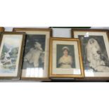 Group of 4 Large Turn of the Century Prints with images, of cattle & portraits, largest 72 x 67cm(4)