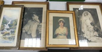 Group of 4 Large Turn of the Century Prints with images, of cattle & portraits, largest 72 x 67cm(4)