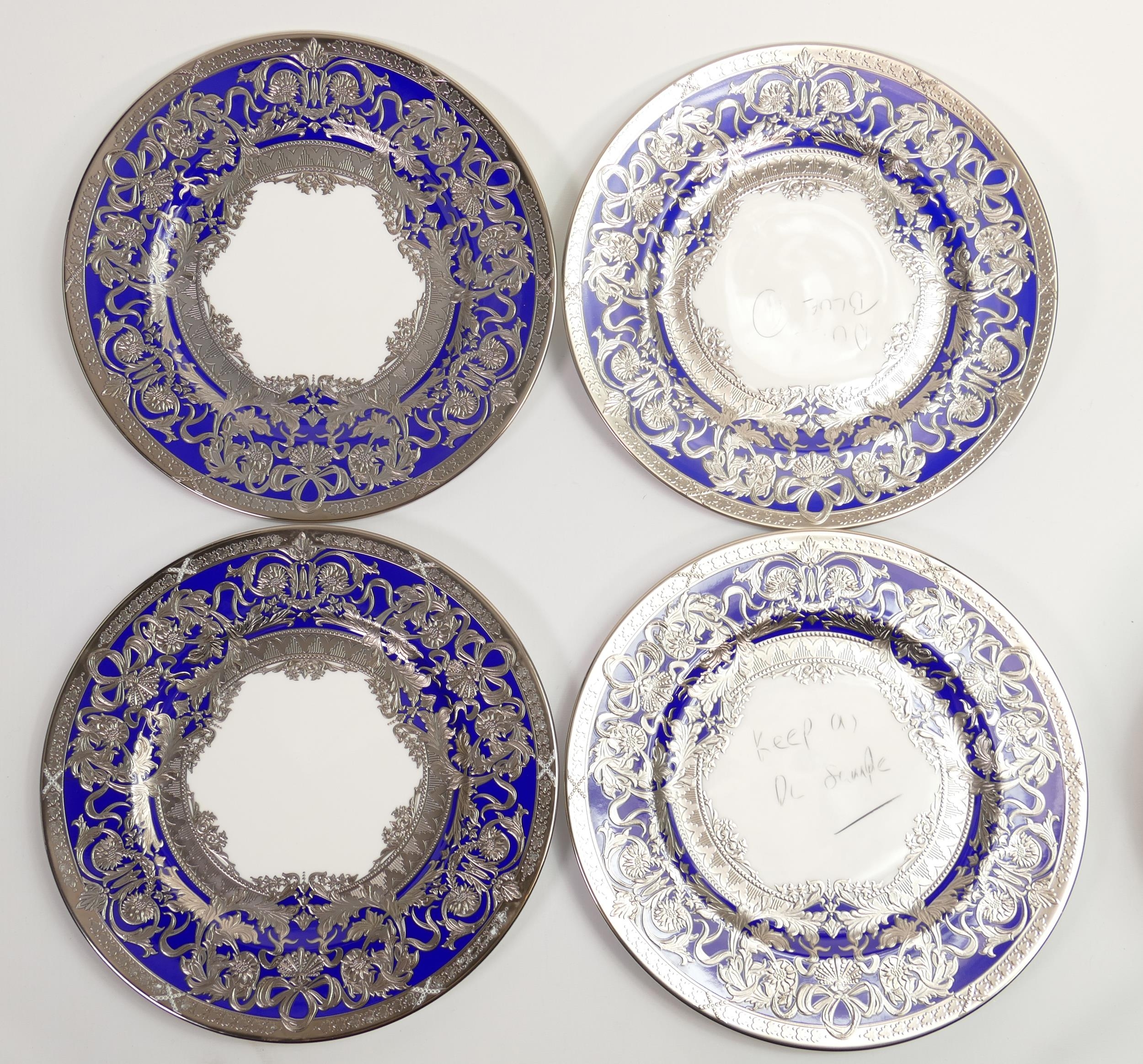 De Lamerie Fine Bone China heavily gilded Royal Bow Dinner Plates, specially made high end quality