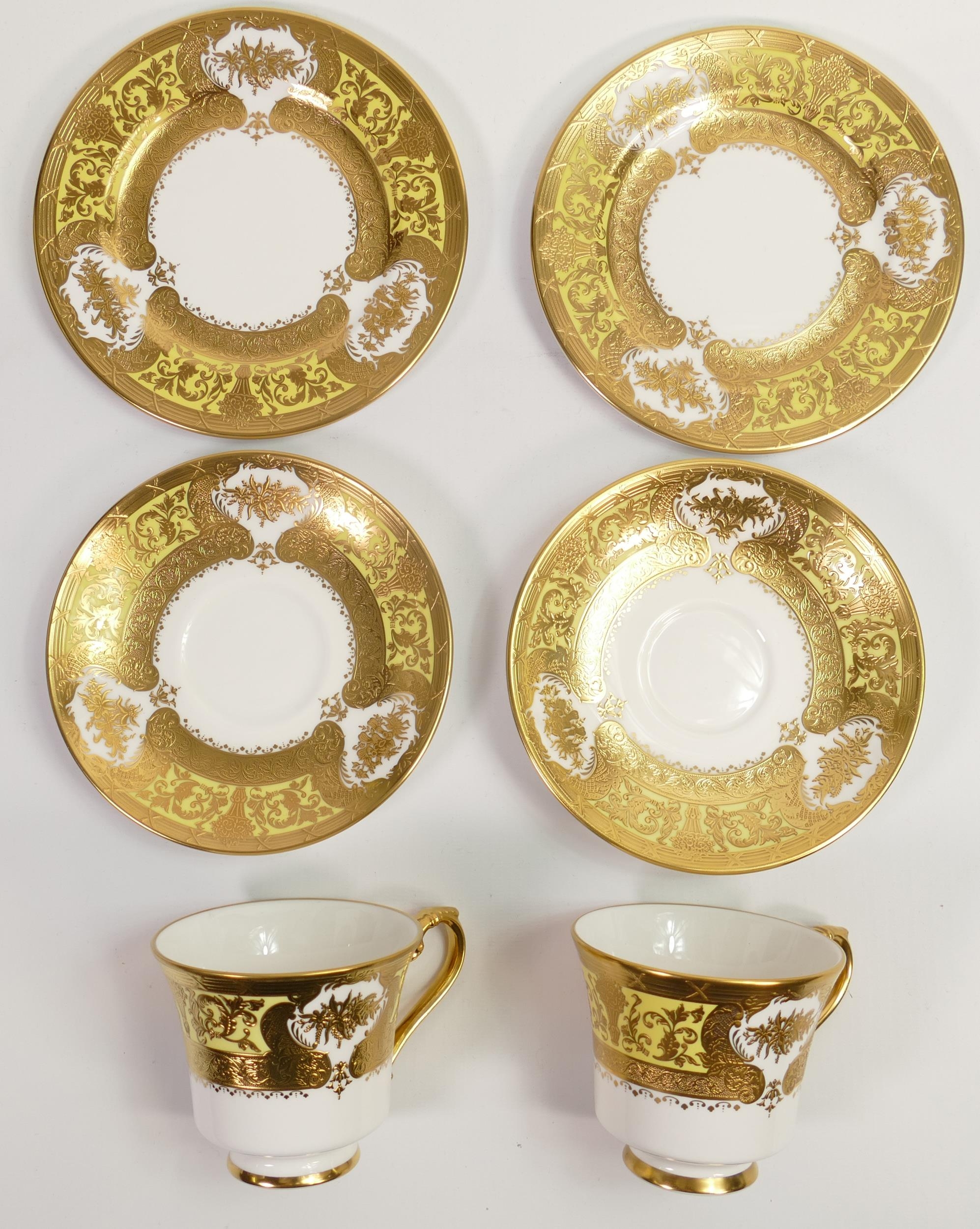 De Lamerie Fine Bone China heavily gilded Majestic patterned Trio's, specially made high end quality - Image 4 of 4