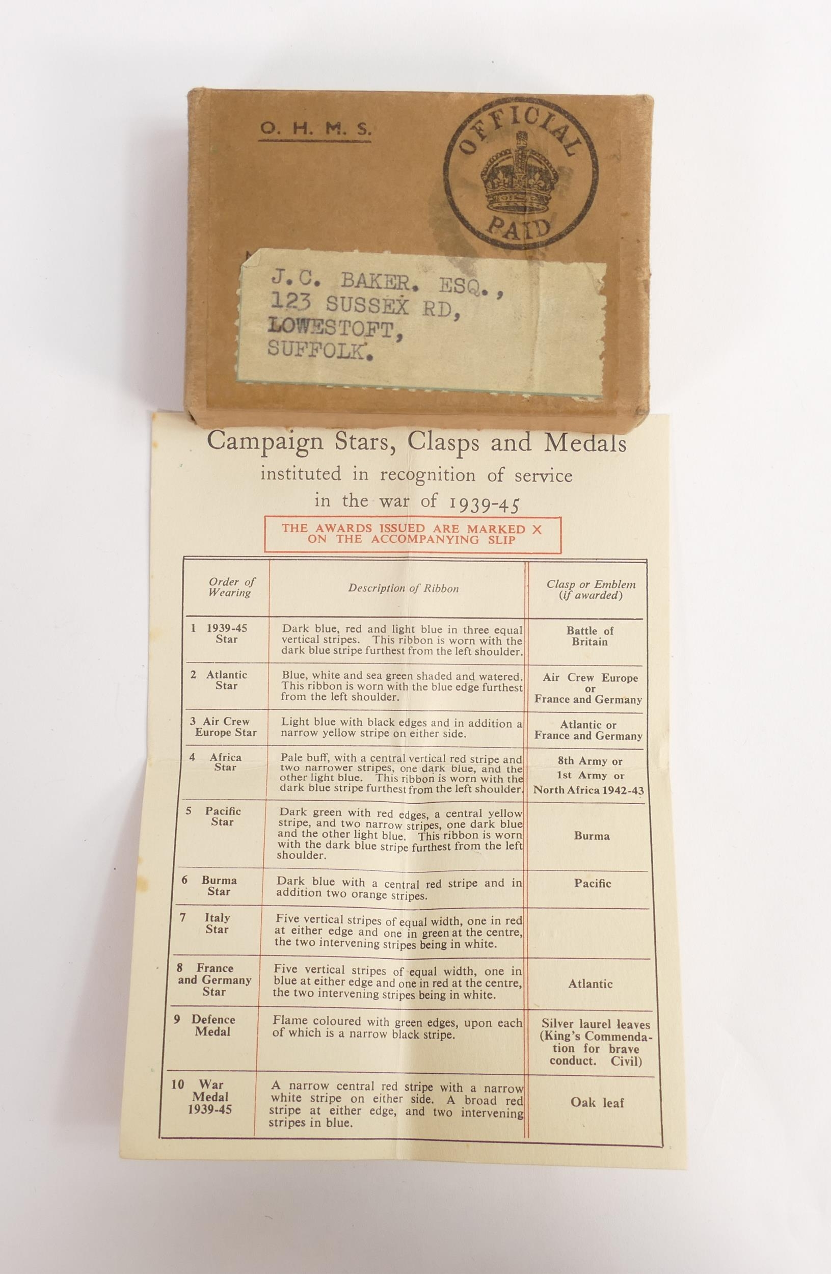 WW I & II family medal group - 124166 Gnr. CG Baker R.A. British War medal & Victory medal plus - Image 2 of 2