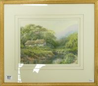 Hilary Scoffield watercolour of a cottage scene. Frame size 50cm x 56cm
