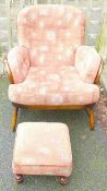 Mid Century Ercol Armchair & similar foot stool(2)