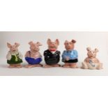 Set of Five Wade NatWest Pigs.