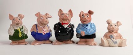 Set of Five Wade NatWest Pigs.