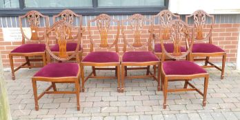 Reproduction Set of 8 Yew Dining Chairs including 2 Carvers(8)