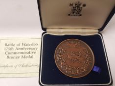 Royal Mint Battle of Waterloo 175th Anniversary commemorative bronze medal, in original case of