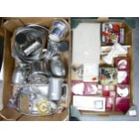 A mixed collection of items to include stainless steel and similar tankards, kitchen ware and