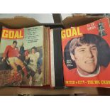Two ring-binders containing 1970's copies of 'Goal' magazines.