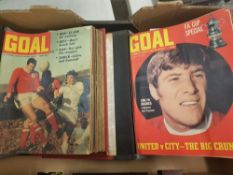 Two ring-binders containing 1970's copies of 'Goal' magazines.