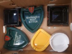 A collection of public house advertising ashtrays, Worthington, Stella Artois etc (1 tray).