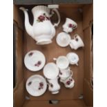 Crown Fenton tea/coffee set to include tea/coffee pot, milk, sugar, 6 cups, 6 saucers (1 tray).