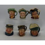 Royal Doulton small character jugs Arriet, Toby Philpotts, Auld Mac D5824, Sam Weller, Town Crier