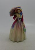 Royal Doulton figure Miss Demure HN1560 in red & blue colourway, arm reglued