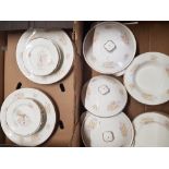 A collection of floral 'Amber China' serving ware (2 trays).