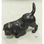 Large Bronzed Resin Puppy Figure, height at tail 29cm