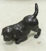Large Bronzed Resin Puppy Figure, height at tail 29cm
