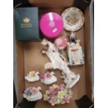 A mixed collection of ceramic items including a boxed Mason's mug, Royal Albert mug in gift tin,