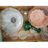 A mixed collection of glassware items to include Fruit bowls, dessert set, hand blown Gregory Mary