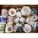 Mixed Collection of Ceramic Items to include Royal Commemorative Tankards, Wedgwood Pin Dishes,