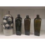 Three late 19th century tapering square Dutch gin bottles marked V Hoytema & Co, each 25cm in