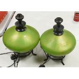 Two Large Green Modern Lamp Bases, height 40cm(2)