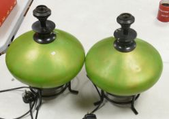 Two Large Green Modern Lamp Bases, height 40cm(2)
