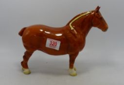 Beswick dark chestnut Suffolk Punch horse 1359 (repaired ears & rear leg)