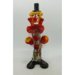 Mid Century Glass Clown Playing Cymbals, height 32cm