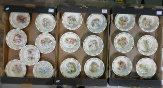 Royal Doulton Bunnykins small round baby plates/Oatmeal dishes, each 16cm. (19)