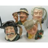 Royal Doulton large character jugs The Lawyer D6498, Sancho Panca D6456, Gardner D6630 & The