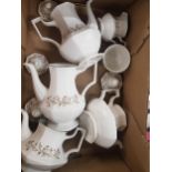 Quantity of Johnson Bros. Eternal Beau Pattern. 2 Teapots, 2 Coffee Pots, Milk Jug, Sugar Dish. (1
