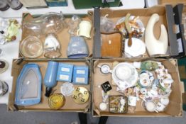 A mixed collection of items to include decorative china, wade whimsies, figures, miniture tea set
