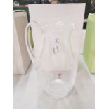 Boxed Colle for De Lamerie Fine Bone China heavy Undecorated Glass Water Jug, height 24.5cm