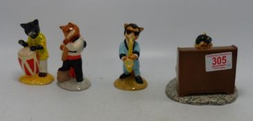 Beswick figures from the Cats Chorus collection comprising One Cool Cat CC3, Feline Flamenco CC7,