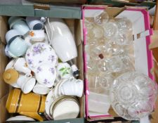 A mixed collection of items to include decorative glass and tea ware ( 2 trays)