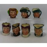 Royal Doulton Small Character Jugs Simon Cellerar, Toby Philpots D6737, Jester , Parson Brown, Robin