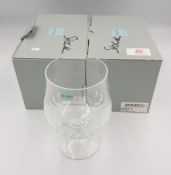 Boxed Serves for De Lamerie Fine Bone China heavy Undecorated Glass Crystal Brandy Glasses(2)