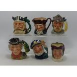 Royal Doulton small character jugs Gladiator D6553, Simon Cellarer, Old Salt D6554, The Walrus &