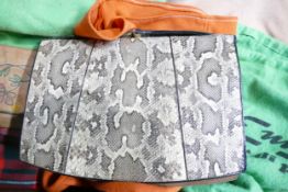 A collection of vintage lizard & faux lizard skin handbags & embroidered glove bags including,