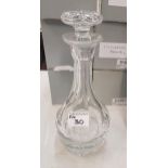 Evora for De Lamerie Fine Bone China heavy Undecorated Glass Decanter, height 24.5cm