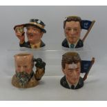 Royal Doulton small character jugs George Tinworth D7000, Sir Henry Doulton double sided D6921,