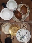 A mixed collection of ceramic items to include FW &Co vase, pottery egg storage pot, Minton