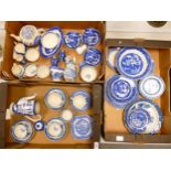 A collection of Blue & White Decorated Tea Ware including cups & saucers, plates, coffee pot etc (