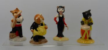 Beswick figures from the Cats Chorus collection comprising Calypso Kitten CC2, Bravura Brass CC8,