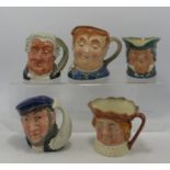 Royal Doulton Small Character Jugs The Lawyer D6504, Capt Ahab D6506, Fatboy (crack to base), Parson