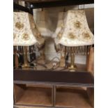 Two pairs of decorative table lamps, together with 2 media storage units.