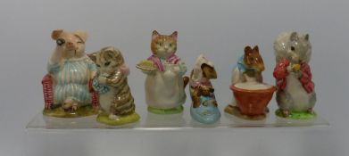 Beswick Beatrix Potter Figures Ribby, Miss Moffet (restored tail), Little Pig Robinson, Timmy